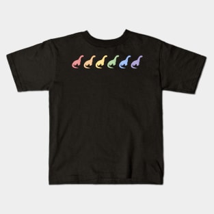 Rainbow Dinosaurs (Black Background) Kids T-Shirt
